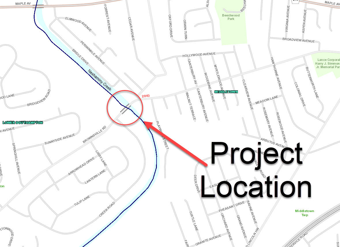 Brownsville Rd Bridge Replacement Project Location
