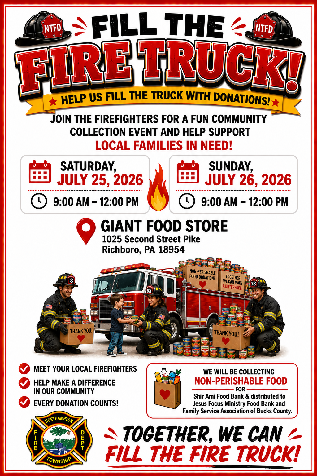 Help Support Our Community: Fill the Fire Truck at Giant Food Store on July 25th & 26th!