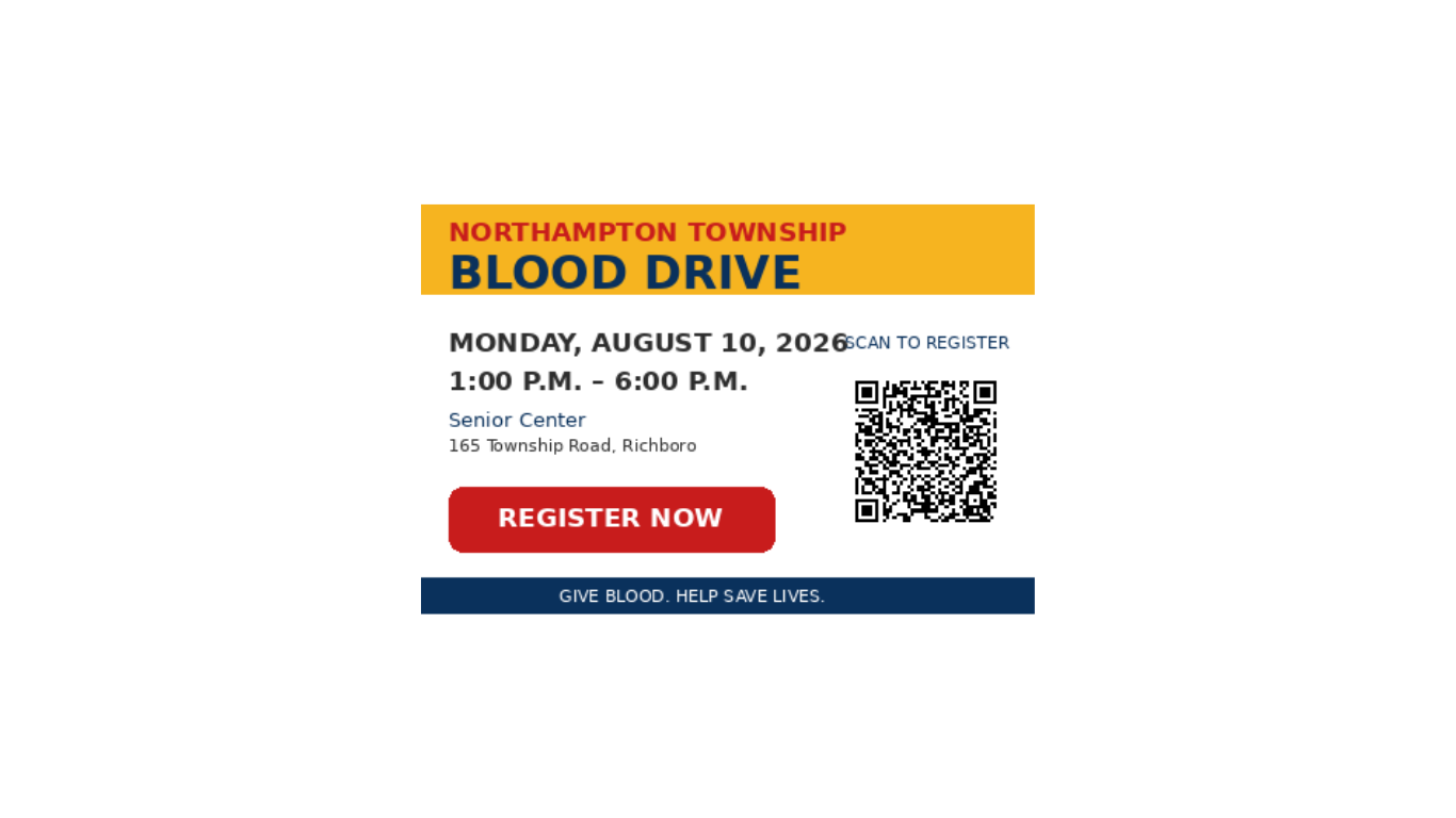 Northampton Township Blood Drive – August 10